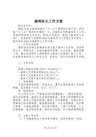 森林防火工作实施方案 