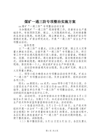 煤矿一通三防专项整治方案 