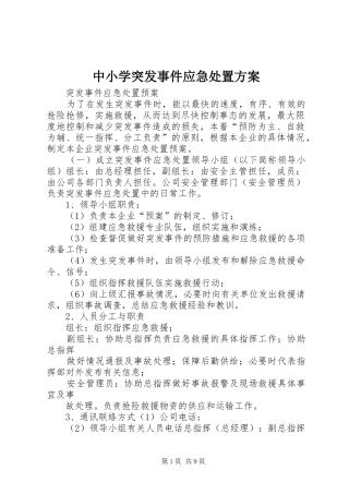 中小学突发事件应急处置实施方案 