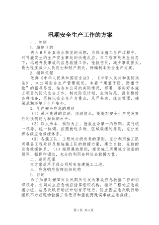 汛期安全生产工作的实施方案 