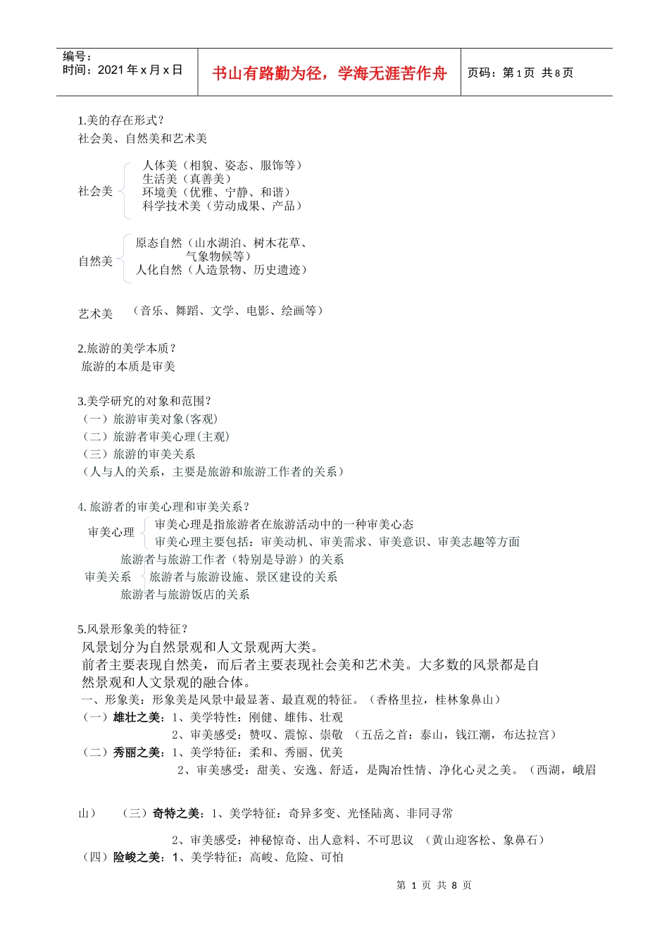 美学复习资料简介_第1页