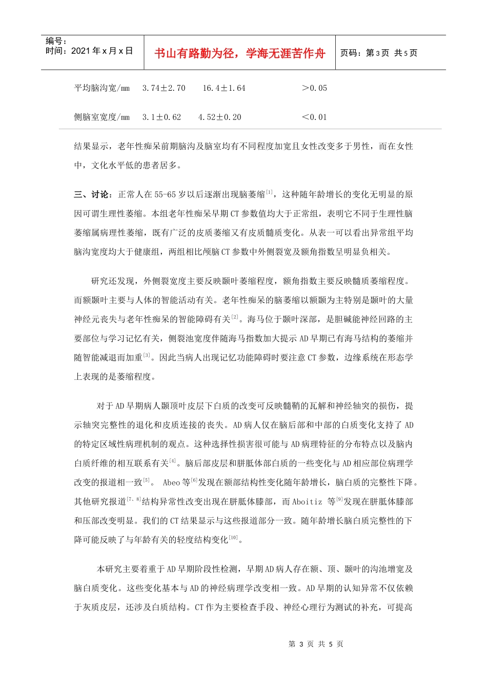 老年性痴呆的早期CT诊断及预防_第3页