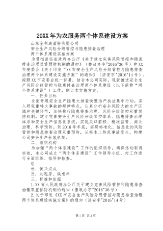 XX年为农服务两个体系建设实施方案 