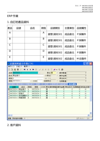 自订的产品资料