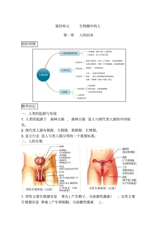 人教版七年级下册生物中考考点精华识记思维导图版