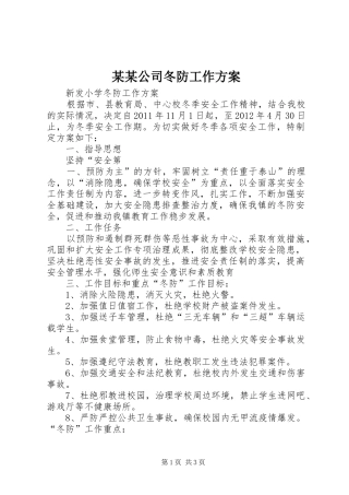 某某公司冬防工作实施方案 