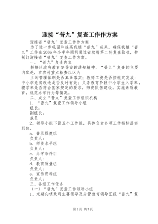 迎接“普九”复查工作作实施方案 