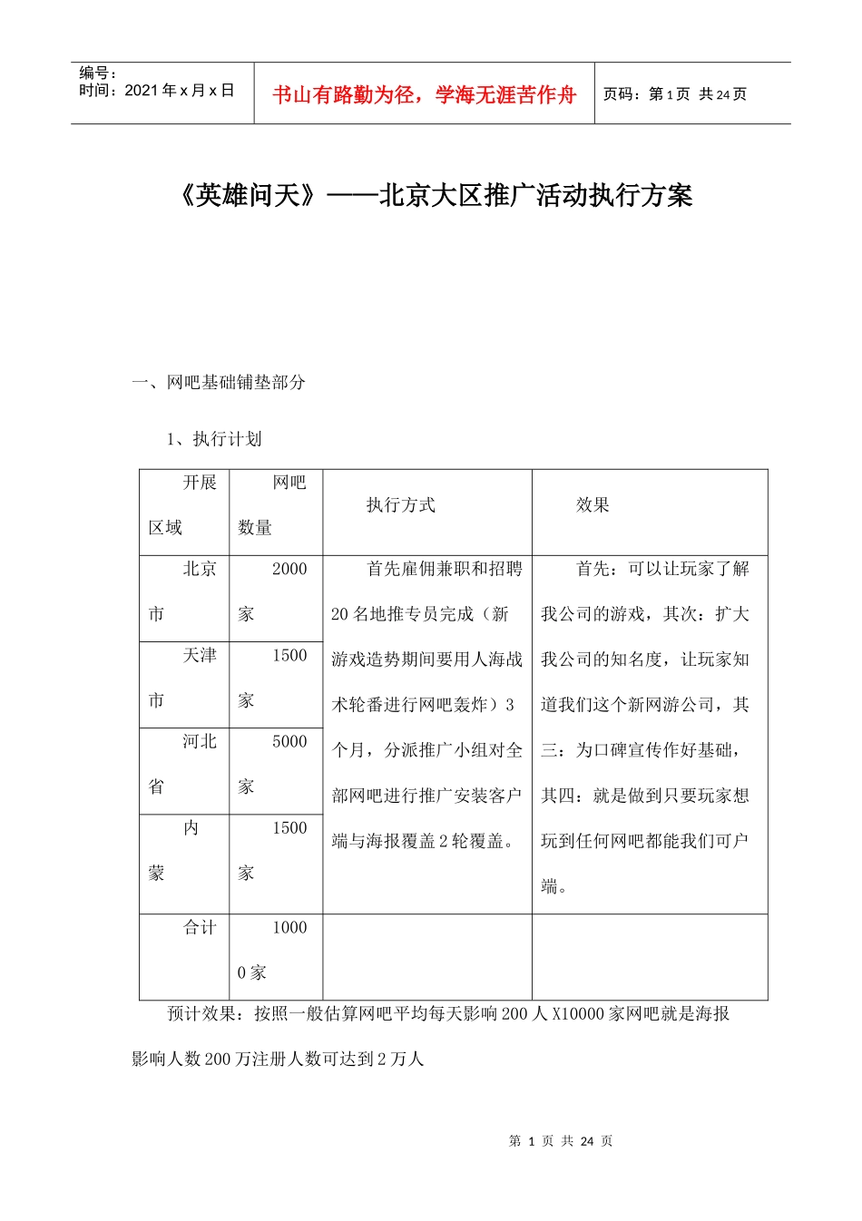 网络游戏地推执行方案_第1页
