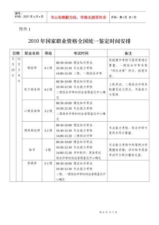 职业考试时间