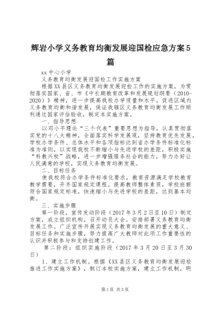 辉岩小学义务教育均衡发展迎国检应急实施方案5篇 