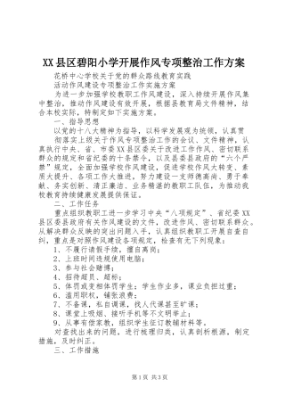 XX县区碧阳小学开展作风专项整治工作实施方案 