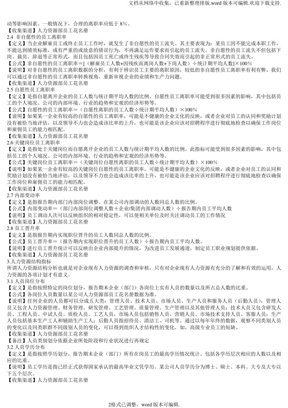 人力资源管理分析指标库_第2页