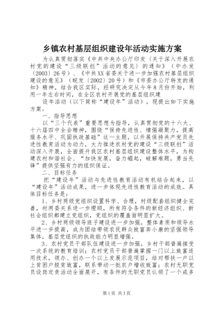 乡镇农村基层组织建设年活动方案 