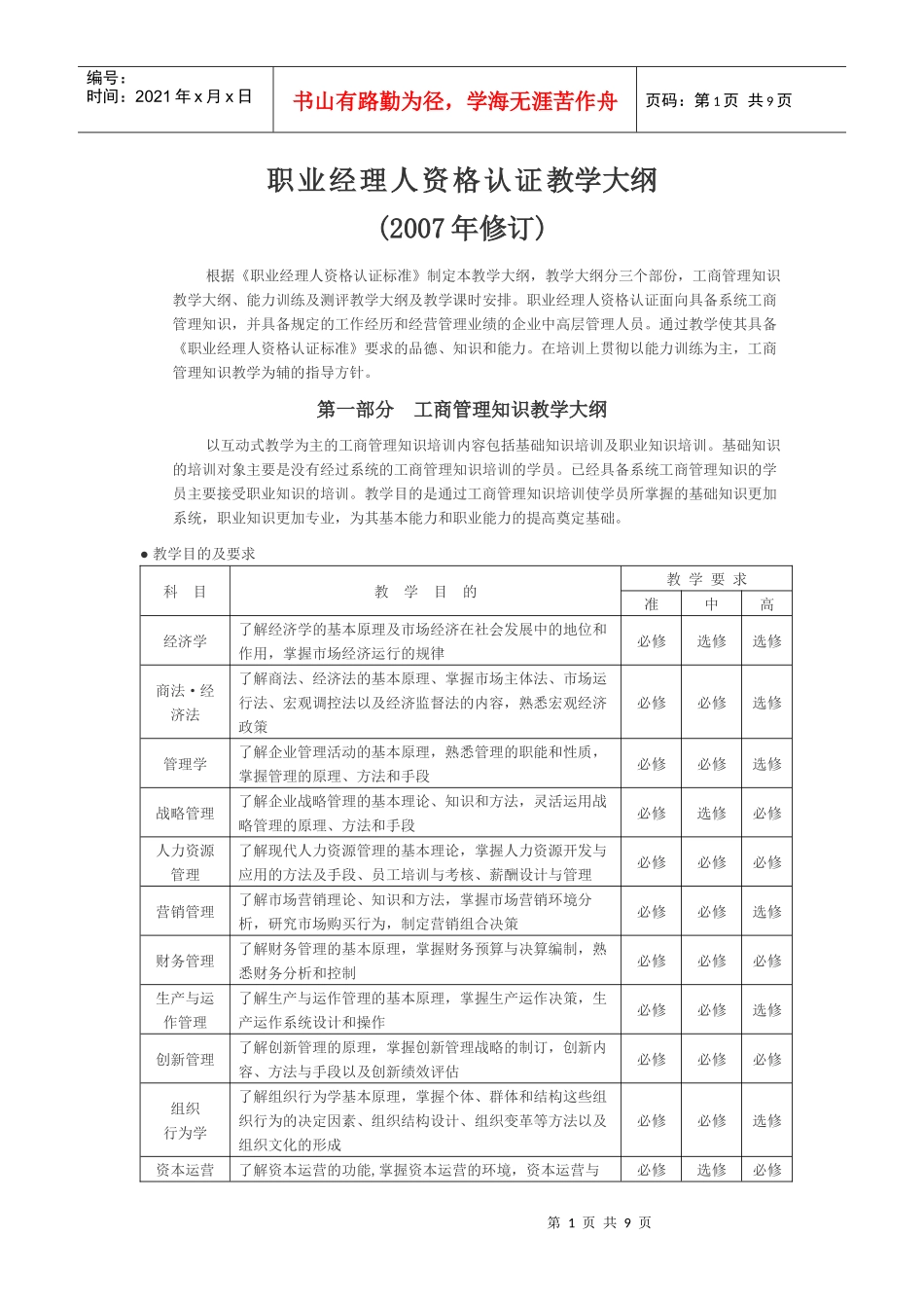 职业经理人资格认证教学大纲_第1页