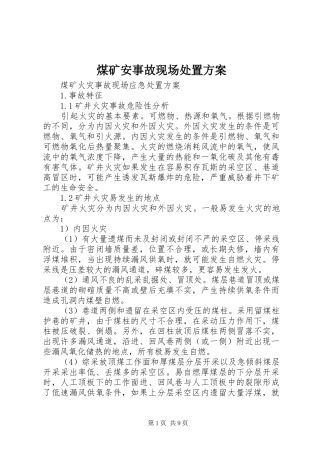 煤矿安事故现场处置实施方案 