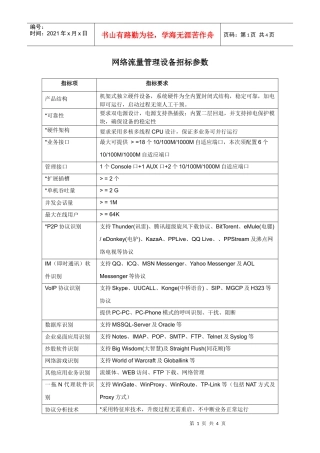 网络流量管理设备招标参数
