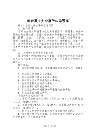 粮食重大安全事故应急处理预案 