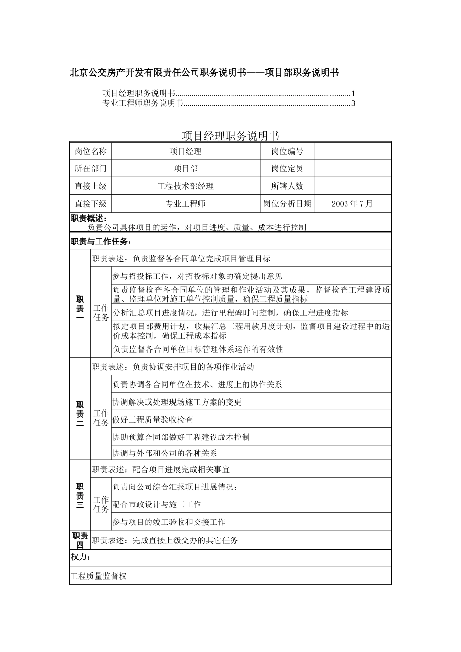 职务说明书-项目部_第1页