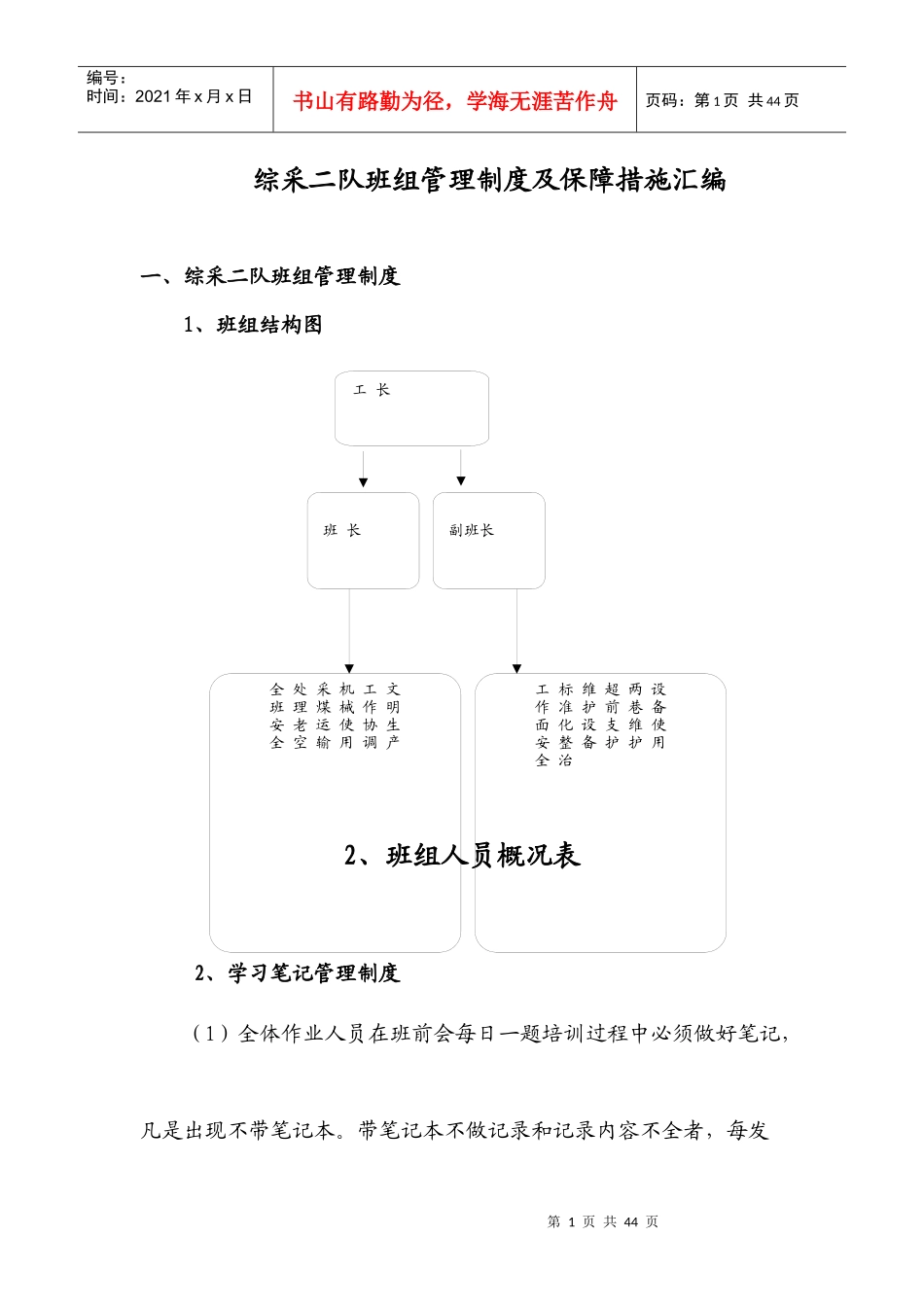 综采二队班组管理制度_第1页