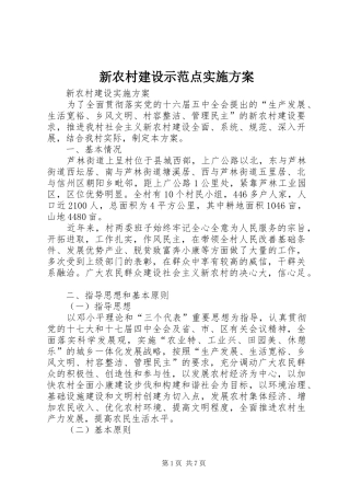 新农村建设示范点方案 