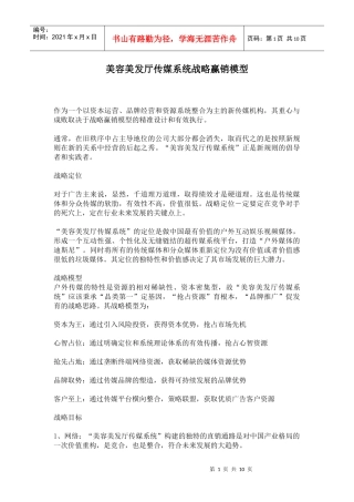 美容美发厅传媒系统战略赢销模型