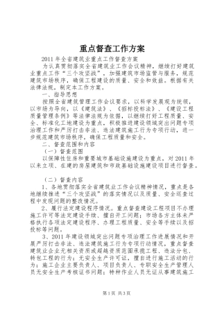 重点督查工作实施方案 