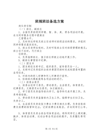 班规班法备选实施方案 