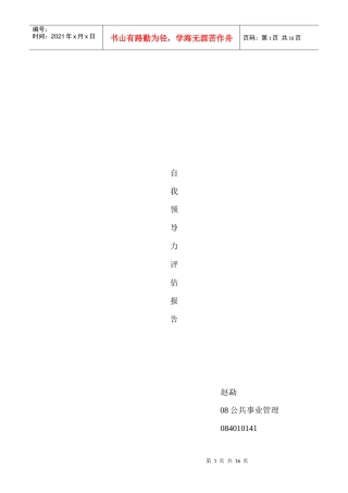 自我领导力评估报告分析