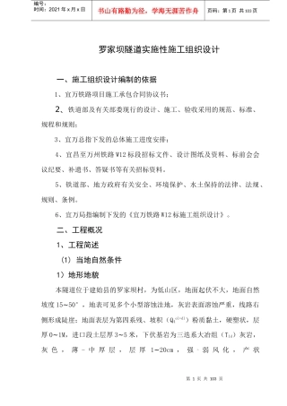 罗家坝隧道施工组织设计