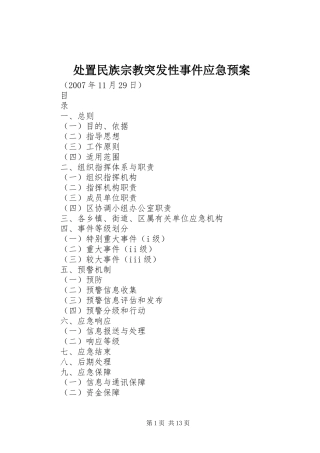 民族宗教突发性事件应急预案 