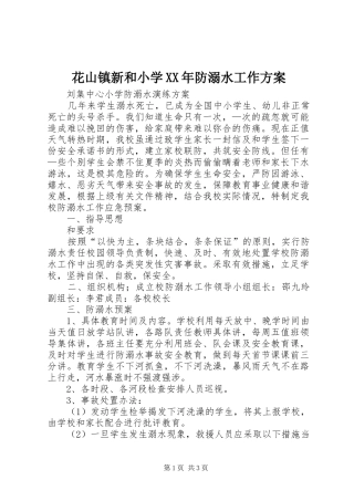 花山镇新和小学XX年防溺水工作实施方案 