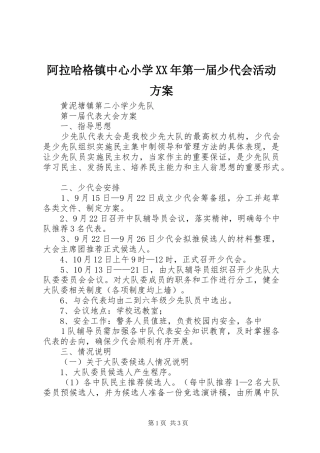 阿拉哈格镇中心小学XX年第一届少代会活动实施方案 