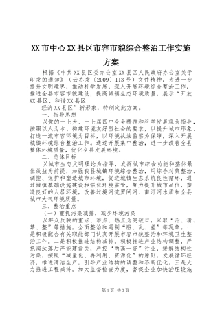 XX市中心XX县区市容市貌综合整治工作方案 