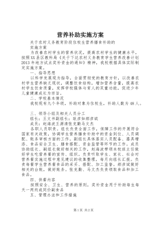 营养补助方案 