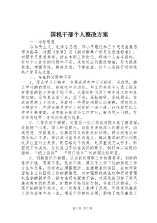 国税干部个人整改实施方案 