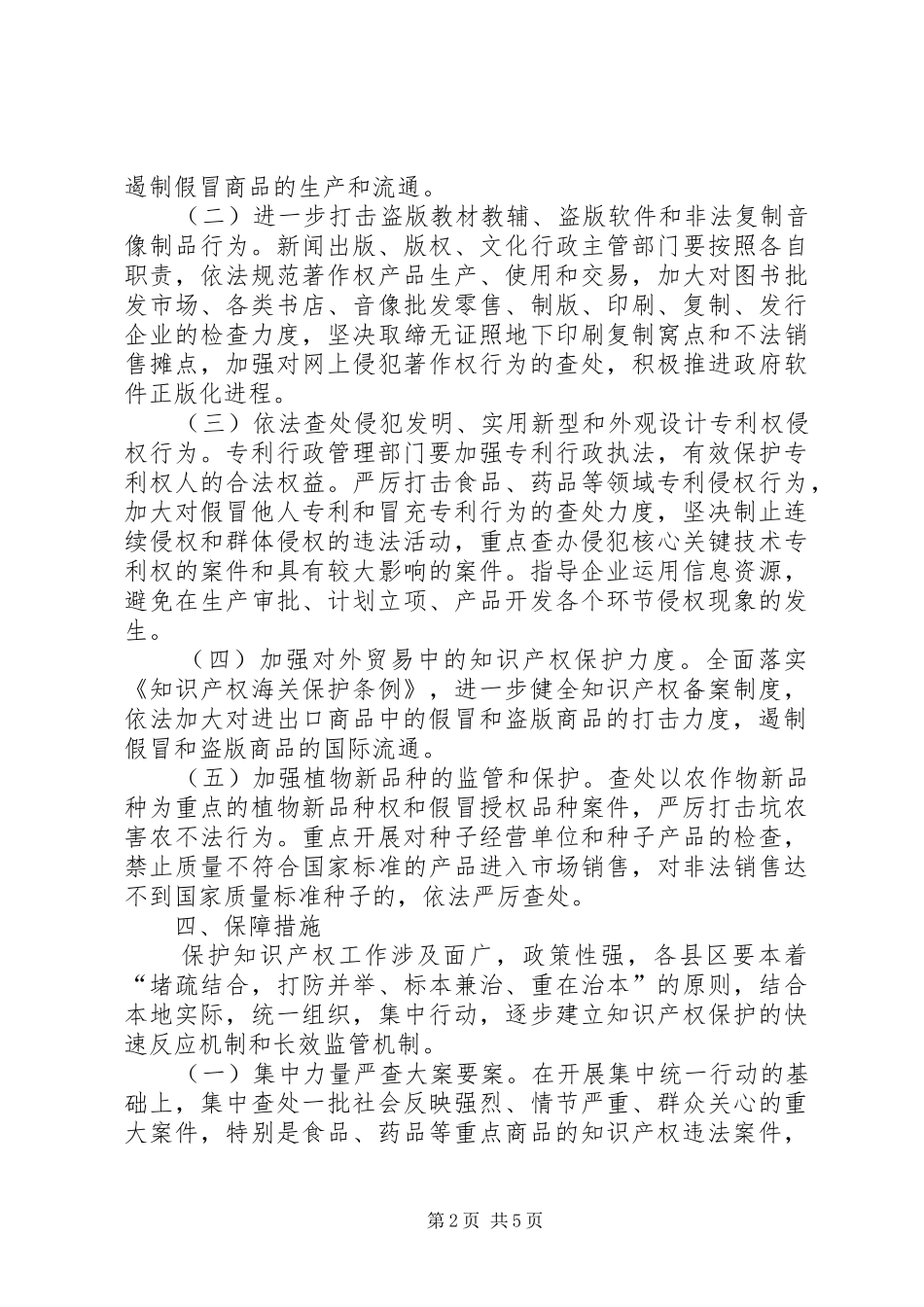 市保护知识产权专项行动实施方案 _第2页