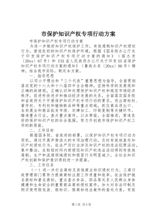 市保护知识产权专项行动实施方案 