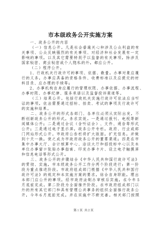 市本级政务公开方案 