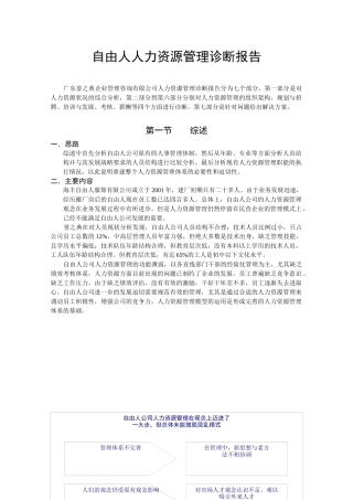 自由人人力资源管理诊断与建议书