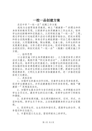 一校一品创建实施方案 