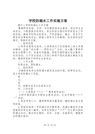 学校防溺水工作方案 