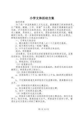 小学文体活动实施方案 