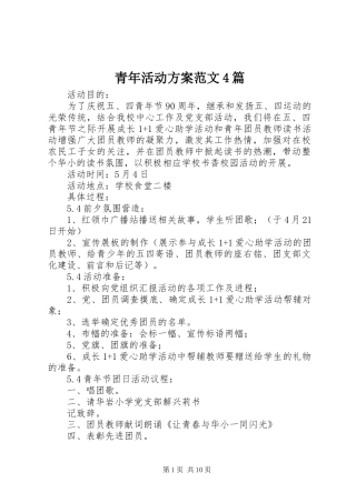 青年活动实施方案范文4篇
