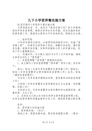 九下小学营养餐方案 