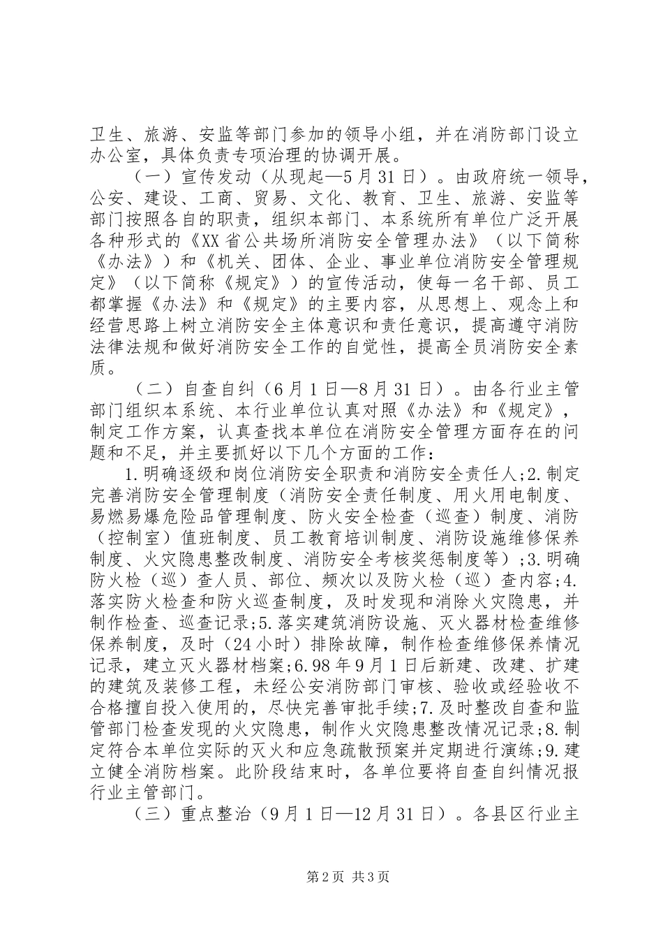 公众聚集场所消防安全专项治理方案 _第2页