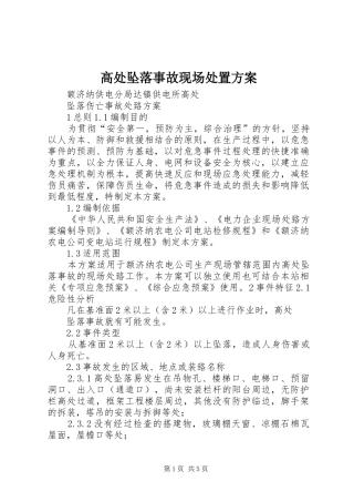 高处坠落事故现场处置实施方案 