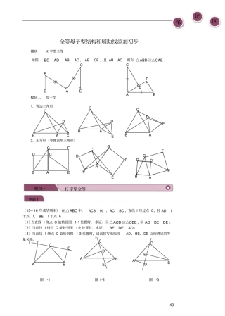 初中数学全等母子型和辅助线添加初步