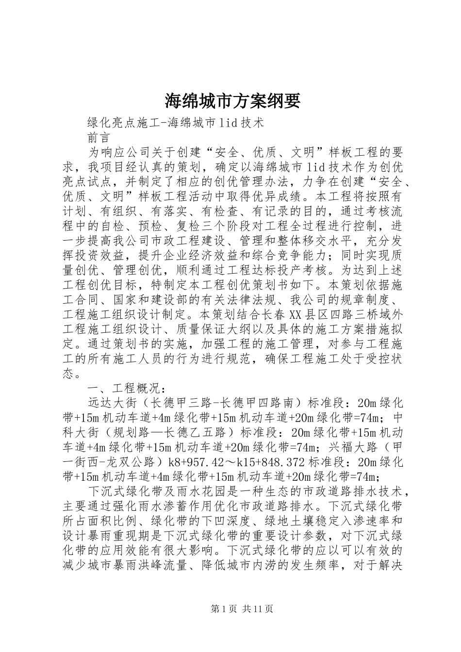 海绵城市实施方案纲要 _第1页