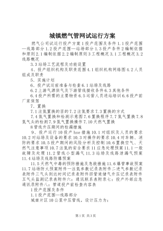 城镇燃气管网试运行实施方案 