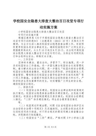 学校园安全隐患大排查大整治百日攻坚专项行动方案 